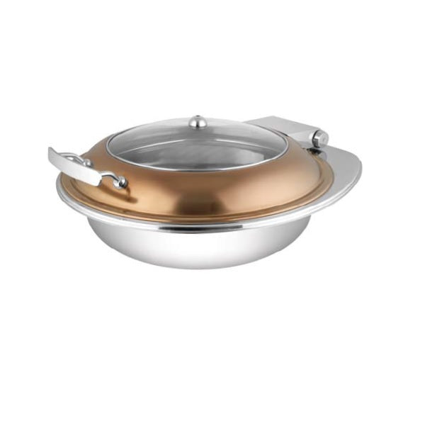 Round Rose Gold Glass Lid Chafer