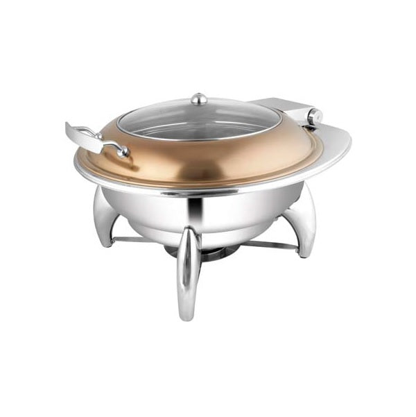 Round Rose Gold Glass Lid Chafer W/ Smart Legs