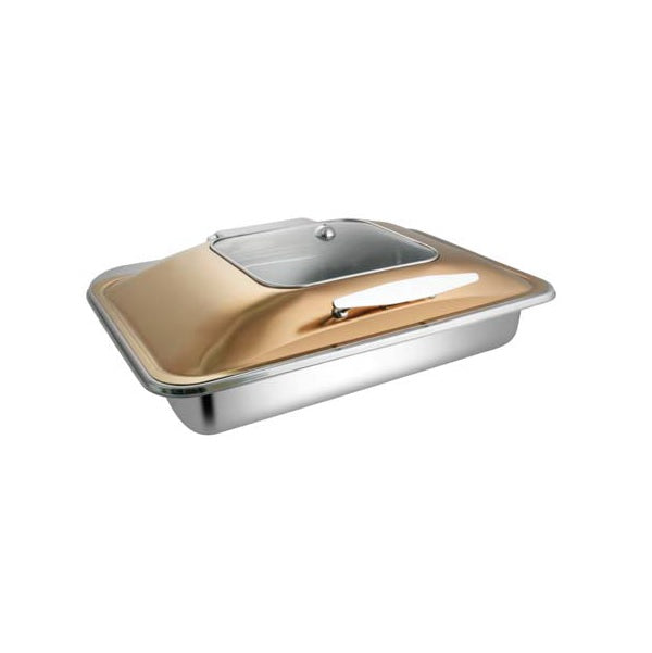 Rectangular Rose Gold Sq. Glass Chafer