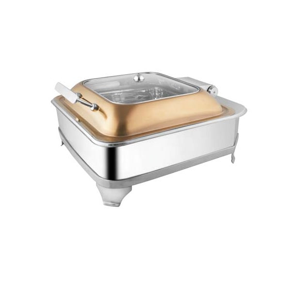 Square Rose Gold Glass Lid Chafer W/ E.E.& Frame