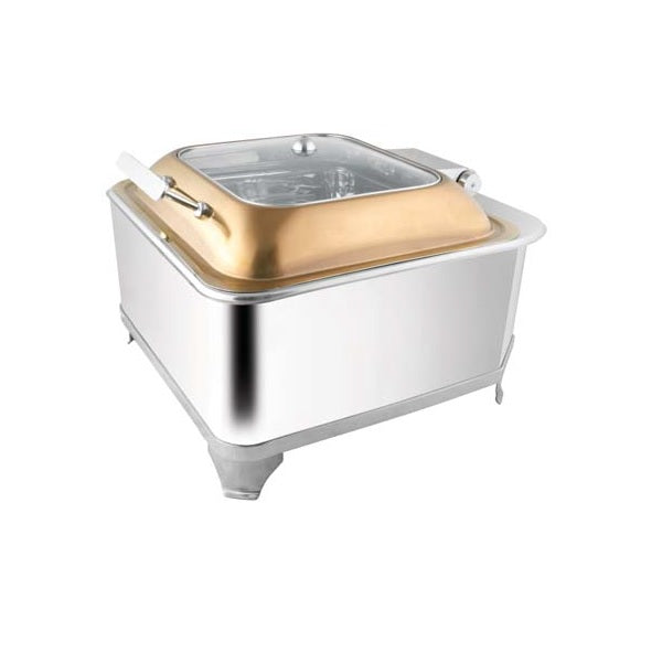 Square Rose Gold Glass Lid Chafer W/ Fuel Frame