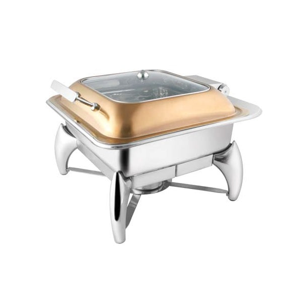 Square Rose Gold Glass Lid Chafer W/ Smart Legs