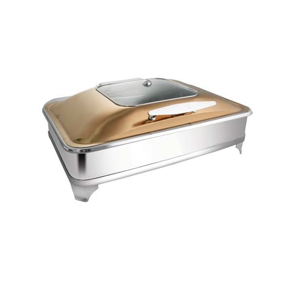 Rectangular Rose Gold Sq. Glass Chafer W/ E.E. & Frame