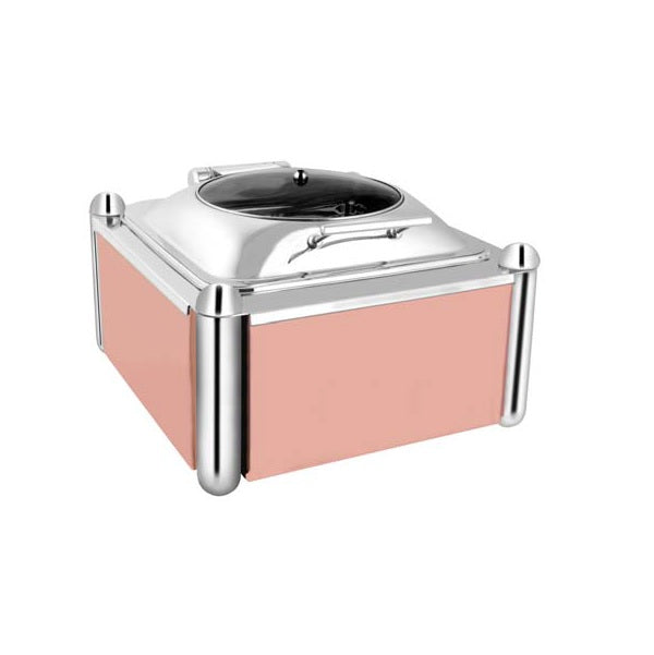 Square Glass Chafer W/Rose Gold Pillar Stand