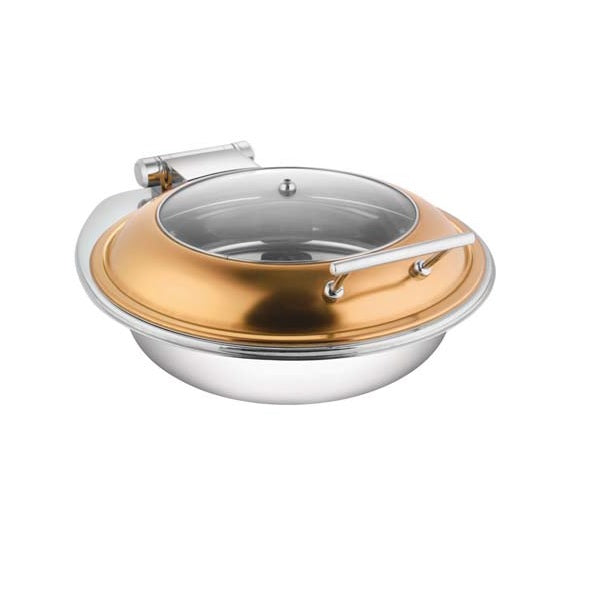 Round Rose Gold Glass Lid Chafer