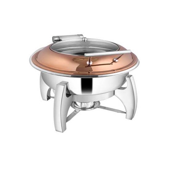 Round Rose Gold Glass Lid Chafer W/ Grand Leg