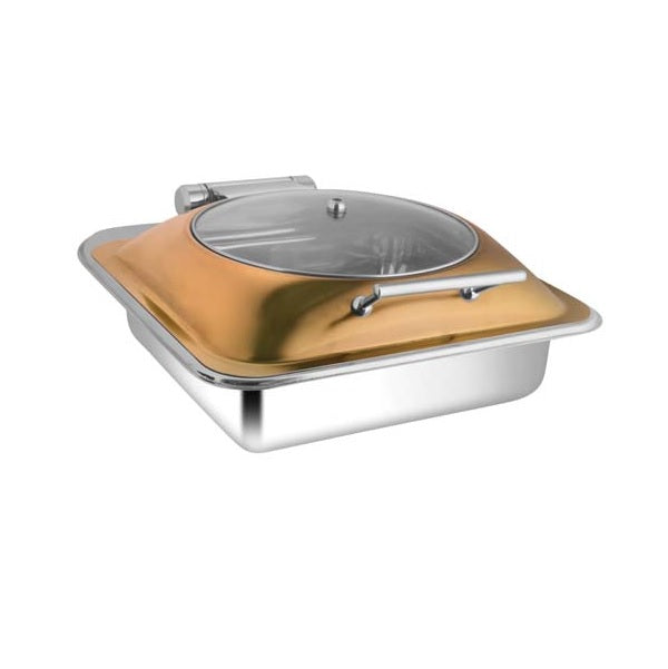 Square Rose Gold Glass Lid Chafer
