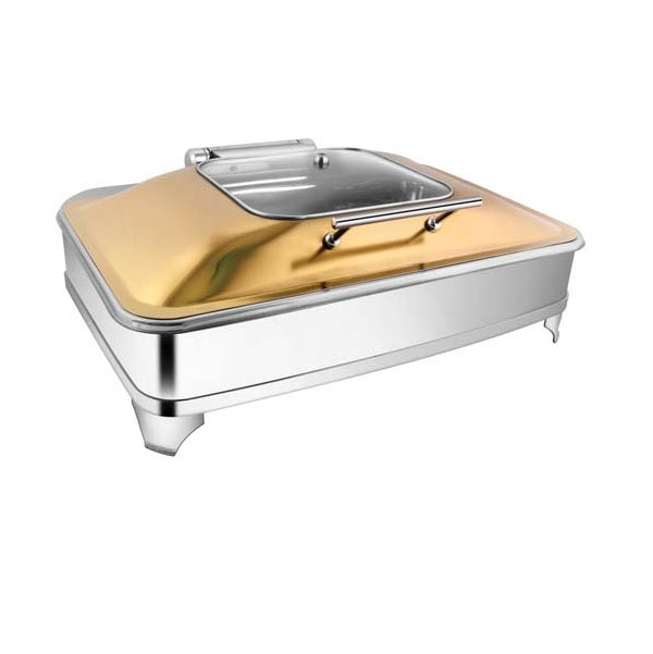 Rectangular Rose Gold Sq. Glass Lid Chafer