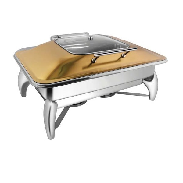 Rectangular Rose Gold Sq. Glass Lid Chafer W/Smart Legs