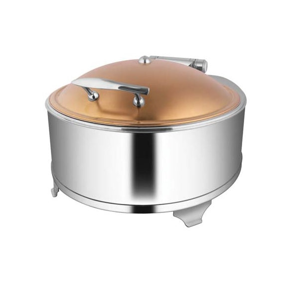 Round Rose Gold Chafer W/Fuel Frame