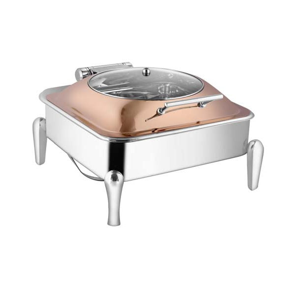 Square Rose Gold Glass Lid Chafer W/ Neo Legs