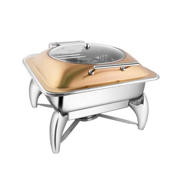 Square Rose Gold Glass Lid Chafer W/Smart Legs