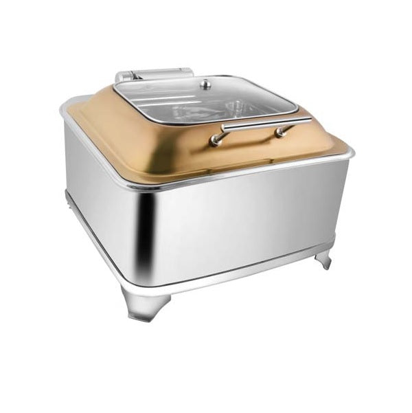 Square Rose Gold Sq.Glass Lid Chafer W/ FF