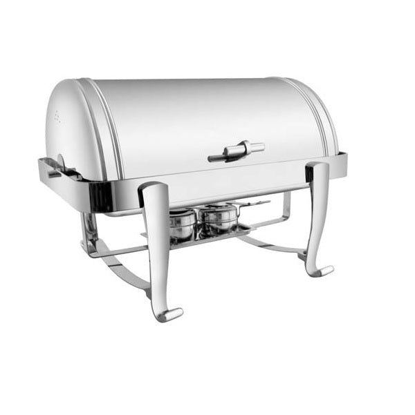 Rectangular Roll Top Chafing Dish with Chrome Legs